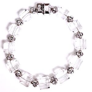 Silver Swarovski Bracelet with Ice Cube Clear Faceted Beads